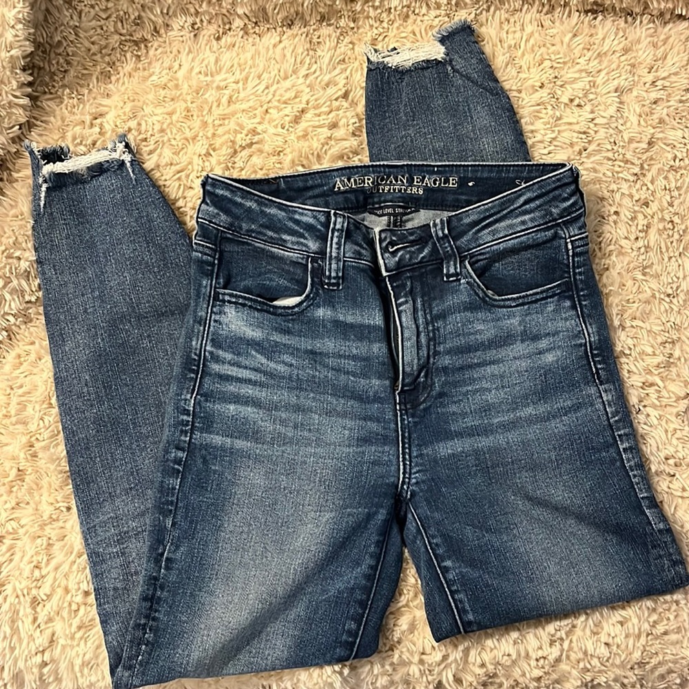 American eagle next level stretch, high-rise Jegging crop dark wash jean sz 4